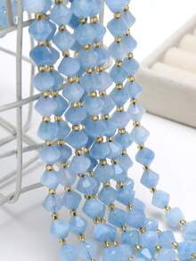 1 Strand Natural Aquamarine Stone Beads 6-10mm Faceted Bicone Shape Beads For Jewelry Making Diy Beading Accessories - Multicolor - View 2