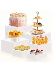 6-Piece Plastic Cake Display Stand Set - Food Display Rack, Adjustable Modular Display Stand, Suitable For Cupcakes, Desserts, Snacks, Jewelry And Kitchen Storage, Fruit Display Tray. Perfect Table Decoration For Holiday Parties, Weddings, Birthdays, Events And Other Occasions. - Multicolor - View 8
