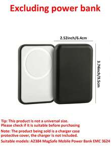 Funda protectora para batería portátil magnética compatible con iPhone - Cubierta protectora anti-caídas de TPU, compatible con MagSafe | Funda protectora para cargador | Diseño de textura mate y cierre (Batería no incluida) - Negro - Ver 3