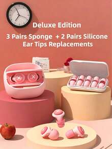Women's Silicone Sleep Earplugs, Includes 5 Pairs Of Earplug Covers, 2-Layer Soft Design Suitable For Small Ear Canals, Bright Fashionable Reusable And Washable, Suitable For Side Sleeping, Holiday, Work, Travel, Dorm Nap, Study Essential, Gift For Friends, Teenagers, Teachers, Back To School Essential - Multicolor - View 3