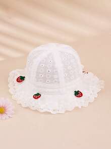 1pc Baby White Hollow Out Hat With Colorful Floral Embroidery, Suitable For Daily Wear And Photo Shooting - 1PC - View 8