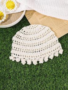 1 buah/3 buah Topi Rajut Beanie Berongga dengan Hiasan Mutiara Imitasi Gaya Liburan Bohemian - MultiWarna - View 3