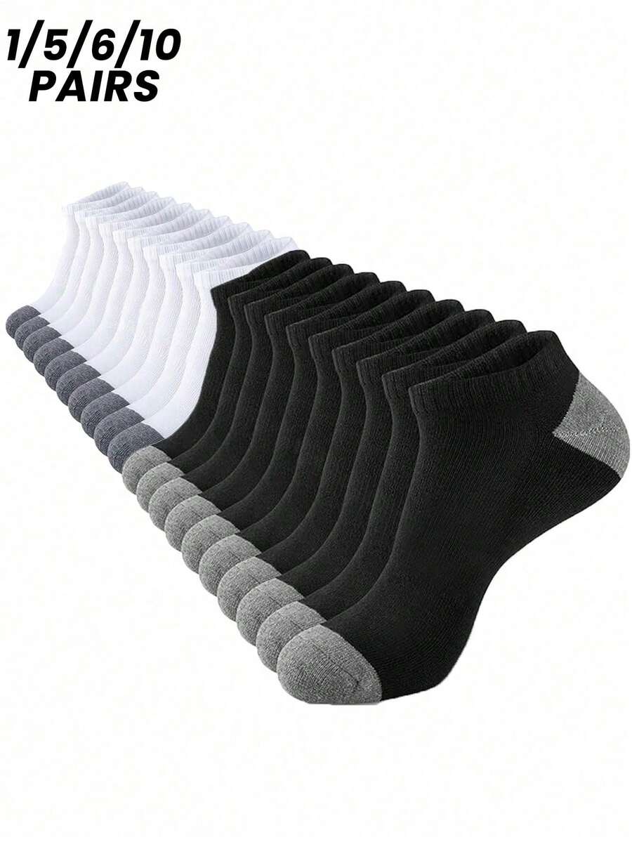 1/5/6/10 Pairs Women's Odor-Resistant Short Socks, Breathable Sweat-Wicking Athletic Ankle Socks, All Season - Multicolor - View 1