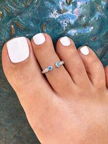 1pc S925 Sterling Silver Minimalist Cute Gradient Circle Open Adjustable Toe Ring For Women, Fresh Ins Style Sweet Delicate Beach Vibe Foot Jewelry, Versatile Daily Travel Refreshing Timeless Foot Accessory - Round - View 6