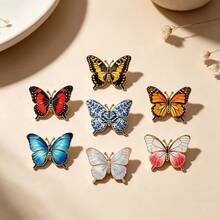 1pc Colorful Butterfly Enamel Pin, Vintage Floral Monarch Butterfly Lapel Pin, Metal Pin For Jackets Bags, Nature Insect Gift - Multicolor - View 10