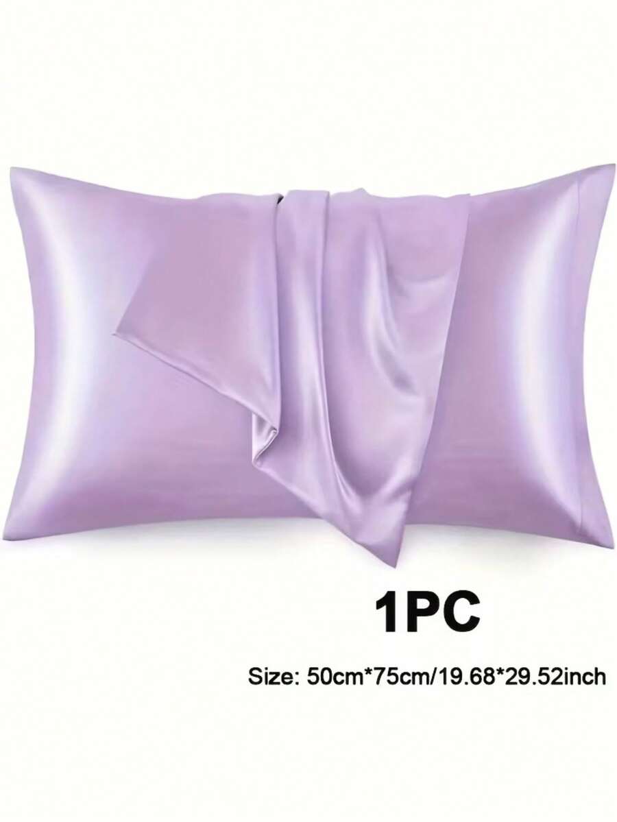 2pcs Silk Pillowcase, Satin Finish Hair Care Pillowcase, Comfortable Pillowcase Suitable For Home Decor - Purple - View 1