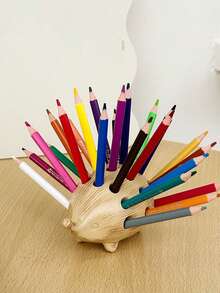 Cute Resin Hedgehog Pencil Holder Creative Office Desktop Stationery Storage Box Office Home School Desk Decoration Gift Pen Holder, Home Decoration Ornament - Hedgehog - View 6
