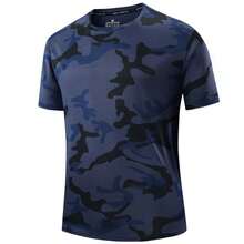 Men's Outdoor Sports Comfortable Camouflage Versatile Summer Short Sleeve - Blue - View 2