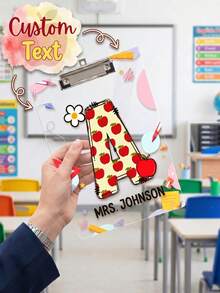1pc Personalized Educator Clipboard, Durable HDPE Board With 26 Letters And Fun Stationery Elements, Suitable For Back To School And Year-End Classroom Stationery Gift, Ideal For Teachers, Teaching Assistants, Mentors, Lecturers, Coaches, Trainers, Administrative Staff And Office Workers - Multicolor - View 2