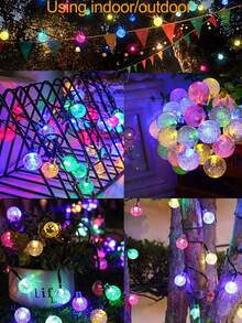 1PC Outdoor Solar Crystal Ball Light String, 20/50/100 LED, 8 Lighting Modes, Outdoor Waterproof Courtyard Light, 5m/7m/12m, Suitable For Garden, Party, Wedding, Camping, Lawn, Balcony, Eaves, Christmas, Halloween Holiday Decoration - Solar-powered Crystal Ball Light String - View 8