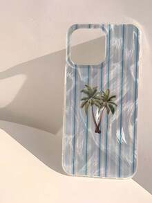 1件酷夏波浪椰子樹圖案防水防指紋防刮透明IMD軟亮面光滑手機殼，適合告白，送給朋友、家人、情侶的生日與節日禮物，適用於Apple 17/17 PLUS/17 PRO/17 PRO MAX - 彩色 - 查看 2