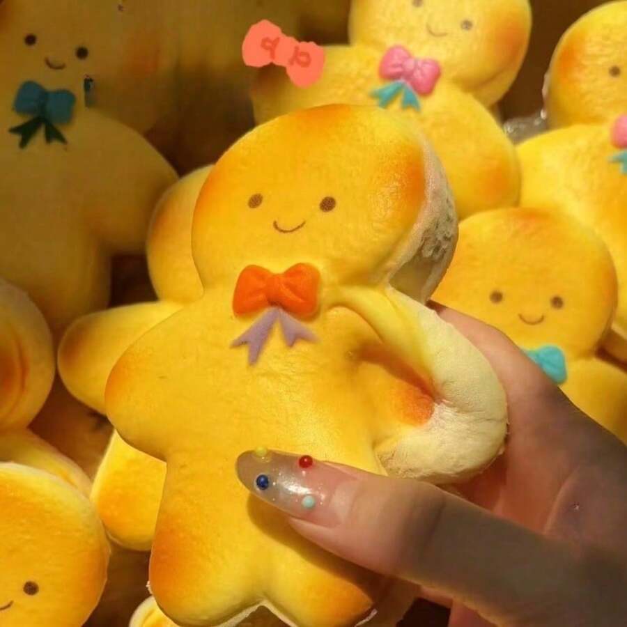 Bear Bread Squishy, Slow Rebound Soft Moist Texture Stress Relief Toy - Paper Man Cookies - View 1