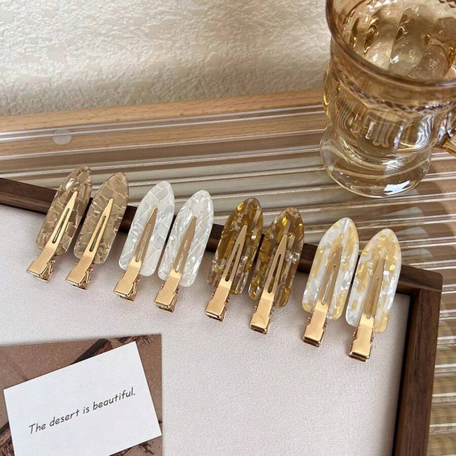 8入彩色無縫髮夾,側分瀏海髮夾,女性髮飾,居家浴室裝飾,秋季裝飾,返校造型 - 彩色 - 查看 1