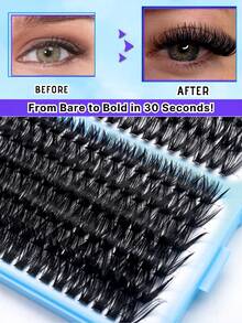 Fengxiu Eyelash 720/1440pcsDramatic D-Curl 9-16MM Mix,10D-80D, DIY Extension Lashes Eyelashes Book, Big Volume Soft, Individual Cluster Lashes, As Needed Create A Fluffy Natural Wispy,Suitable For Daily, Wedding, Party, Carnival, Music Festival And Other Occasions - D - View 3