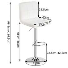 Set Of 2 Square Swivel Adjustable PU Leather Bar Stools With Back And Footrest-White-XY162876 - FXCYMFFHZJMAN1 - View 5