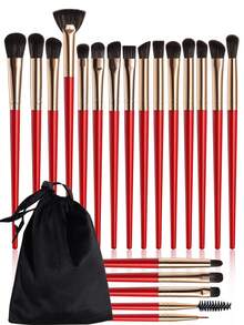 BS-MALL High Cost-Performance Rose Red Eyeshadow Brush Set 20/10pcs Makeup Brush Set Eye Detail Brushes Portable Storage Bag Travel Touch-Up Makeup Brushes Beginner Eyeshadow Brushes - Rose Red - View 12