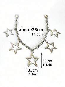 1件中性五角星鏈條靴飾品，時尚龐克鞋飾配件，適用於牛仔靴、中筒/低筒/高筒靴，節日派對禮物 - 五角星款 - 查看 2