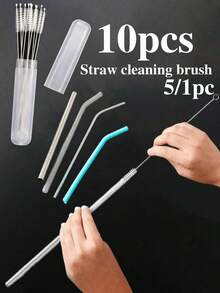 10/5/1件套吸管清洁刷，家用厨房浴室清洁刷，适用于吸管、杯子、管道等。 - 彩色 - 查看 2