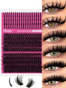 Miss Diamond Spiky 60D+80D DIY Lash Clusters, Wispy Spiked Individual False Lashes, D Curl Mixed Volume Faux Mink, Soft Reusable Segment Eyelashes, Fluffy Dramatic Lashes Daily Party Wedding Beginner Self Makeup - D - View 3
