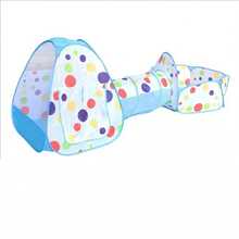 Indoor/Outdoor Pretend Play Blue Polka Dot 3 Pieces Set Ball Pit Tunnel Castle Kids Tent, Blue Polka Dot 3 Pieces Set Theme Play House, Hide And Seek Secret Base For Boys And Girls, Ideal Holiday Family Party Gift - Blue - View 7