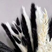 1 Bunch Black & White Artificial Reed Grass, Bohemian Style Artificial Flowers, Suitable For Vase Centerpiece, Wedding Bridal Bouquet, Home Office And Party Decoration - Black and White - View 2