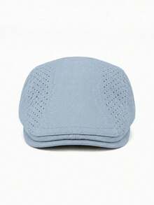 Topi Newsboy Berongga dan Bernapas, Warna Polos, Gaya Baru Musim Gugur/Dingin, Topi Beret Unisex, Topi Baseball Kasual Luar Ruangan - Sisi-sisi yang berongga - View 32