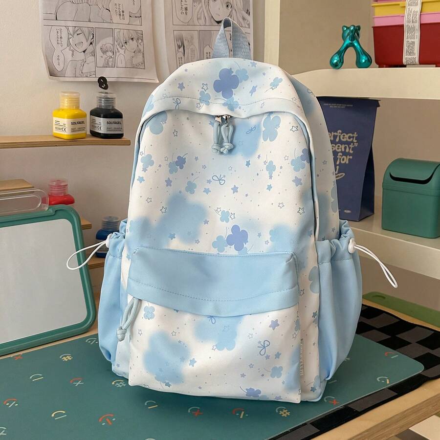 LECEY Mochila de gran capacidad para estudiantes de secundaria, preparatoria y universidad para mujeres - Azul - Ver 1