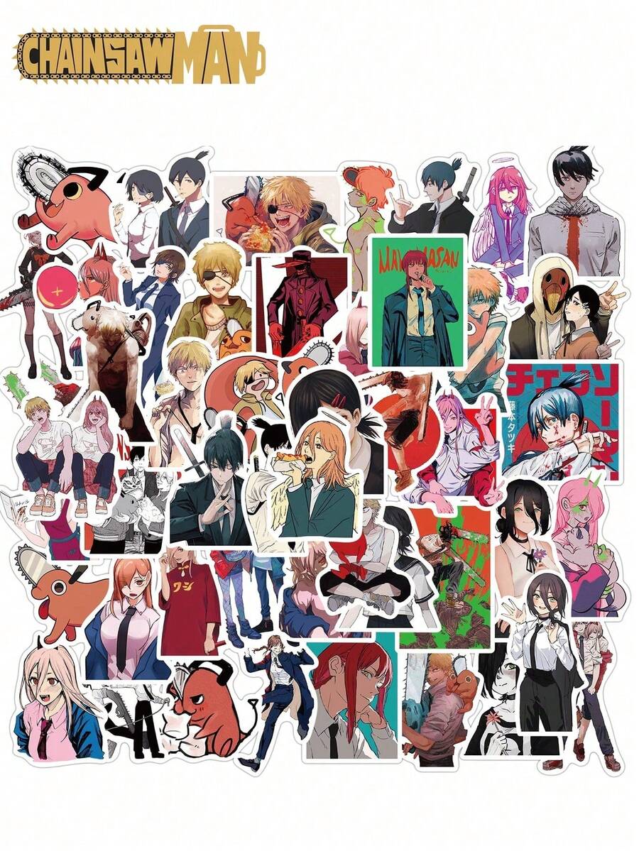 Crunchyroll 50入《鏈鋸人》官方授權高品質動漫乙烯貼紙組，粉絲必備，適用於水壺、筆電、手機、頭盔、滑板、剪貼簿、車用桿，適合送給媽媽、爸爸、爺爺、老師、姊妹、兄弟、朋友的趣味情人節禮物，設計包含：Makima、Denji、Aki Hayakawa、Hirokazu Arai、Himeno Kishibe、Xiaohong Dongshan 等 - 多色的 - 查看 1