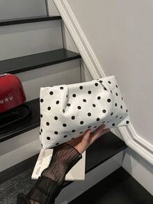 Tas Tangan Kecil Polkadot Chic untuk Wanita, Desain Niche Baru Musim Panas 2026, Clutch Kasual Mewah untuk Kantor dan Perjalanan - Putih - View 4