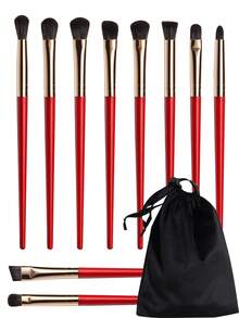 BS-MALL High Cost-Performance Rose Red Eyeshadow Brush Set 20/10pcs Makeup Brush Set Eye Detail Brushes Portable Storage Bag Travel Touch-Up Makeup Brushes Beginner Eyeshadow Brushes - Rose Red - View 11