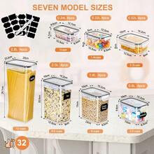 Set Of 32 Airtight Storage Containers With Lids Designed For Organizing And Storing Items In The Kitchen Pantry, Including Plastic Canisters For Cereal, Pasta, Flour, And Sugar, Complete With Labels And A Marker - View 4