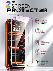 2pcs Full Coverage Ultra HD Screen Protector, Glitter Edge, High Transparency, 9H Hardness, Eye Protection, High Responsiveness, Anti-Scratch, Seamless Fit Compatible With All Cases, Detailed Protection For Business Office Home Movie Watching Outdoor Travel Phone Screen, Compatible With IPhone17E/17 Promax/16 Promax/15 Promax/14 Promax/13 Promax/12 Promax/11 Promax/17 Pro/16 Pro/15/14/13/12/11 And Other Series. - Multicolor - View 26