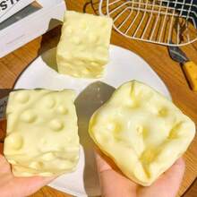 1pc Coconut Oil Stress Ball, Cheese-Shaped Squishy Ball - Soft Jelly With A Bubblegum Texture, Slow-Rising Fidget Stress Ball For Stress Relief And Relaxation, Non-Sticky, Helps Improve Focus - Multicolor - View 2