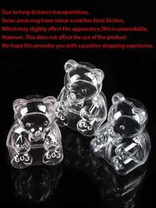 Transparent Candy Box, Bear-Shaped Detachable Lid Container Candy Jar, Candy Bowl, Cookie Storage Jar, Candy Gift Jar, Candy, Cake, Chocolate Display Decorative Plate, Suitable For Wedding, Birthday, Christmas, Back To School Party - Pink - View 7