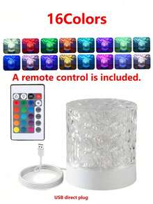 16-Color LED Cube Projection Light, 3D Holographic Water Ripple, Romantic Mood Light, Perfect For Kids' Rooms, Meditation, Relaxation, Bathroom, And Night Light. Comes With 16-Color RGB Starry Sky Projector Light, USB Powered - Water Ripples - View 15