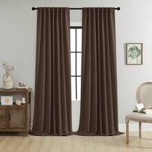 1 pieza/2 piezas Cortinas opacas de unicolor/Cortinas con bolsillo para barra/Cortinas con pestaña trasera/Cortinas con clip/Múltiples métodos de colgado/Cortinas opacas para habitación/Cortinas opacas con protección de privacidad y aislamiento térmico/Adecuadas para sala de estar, dormitorio, sala de estudio/Cortinas de color marrón oscuro - marron oscuro - Ver 13