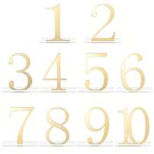 10pcs Gold Wedding Table Numbers, 1-10 Acrylic Gold Mirror Table Signs With Protective Film, Suitable For Wedding Banquet, Party, Birthday, Anniversary Event Decoration - Multicolor - View 6