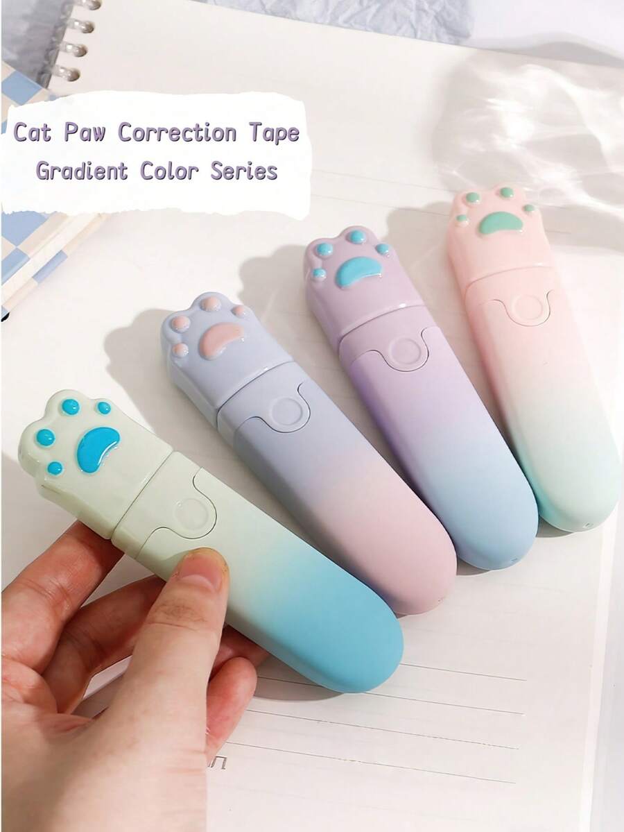 1 buah/4 buah/8 buah Pita Koreksi Cakar Kucing Mini Portabel, Seri Warna Gradien Gaya Gadis Lucu, Cocok Untuk Pekerjaan Rumah Siswa, Ulasan Ujian, Koreksi Buku Catatan Dan Penggunaan Pembelajaran Sehari-hari - Pita Koreksi - View 1