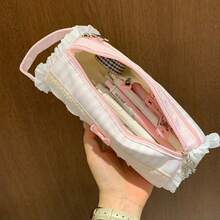 Large Capacity Portable Lace Edge Pencil Case, Suitable For Organizing Stationery At School, Office Or Home, Keeps Desktop Tidy, Ideal Gift Choice For Back To School Season Or New Year - Multicolor - View 7