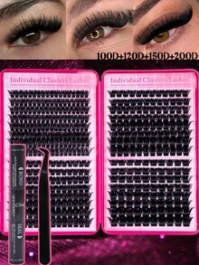 432PCS Fales Eyelash Clusters, DlY Eyelash Extension Kit, Soft & Comfortable, Natural DIY, With Bond And Seal, Tweezers, Wispy Soft Daily Cluster Lashes, Suitable For DIY Eyelash Makeup At Home, Self Use, DlY Eyelash Extension Set, Eyelash Clusters - Black - View 12