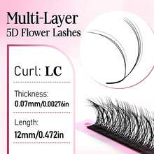 FOXYMEI 12 Rows Multi-Layer 5D Flower False Eyelashes LC/LD Curl Pre-Made Fan Single Lash 8-15mm Slim Fluffy Dense Effect Handmade Faux Mink Hair Lash Extensions Voluminous Dense Makeup Effect Eyelash Artist Supplies - LC - View 17
