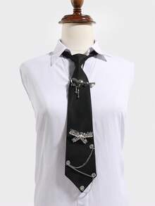 1 pieza Collar casual de moda para mujer con decoración de cadena en forma de corazón/mariposa sin nudo, adecuado para campus, actuaciones, accesorio de atuendo para sesión de fotos - Multicolor - Ver 2