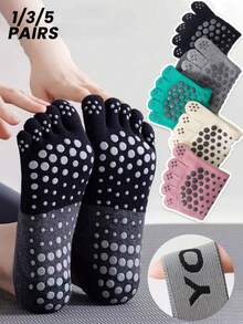 1/3/5 Pairs Yoga Socks Non-Slip Professional Women Summer Pilates Socks Thin Short Five Toe Socks For Workout, Dance - Multicolor - View 1