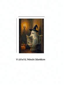 1 pieza Pintura al óleo vintage sin marco de fantasma de inodoro divertido de Halloween, arte de pared de baño, póster de lienzo impreso, decoración rústica acogedora y espeluznante para apartamento, decoración, impresiones para pared, pósteres, decoración vintage - Dibujos animados - Ver 13