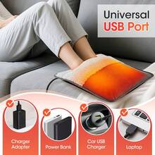 Hailicare Foot Warmer,50℃ Constant Temperature,Heated Foot Warmer With Ultra Soft Plush & Skin-Friendly,Machine & Hands Washable,Suitable For Bed/Under Desk/Office/Home,Fits Multiple Body Parts,Fast Heating,Universal USB Port - Grey - View 4
