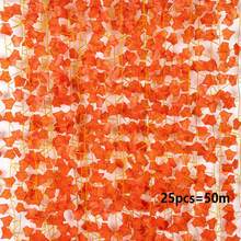 100/2M 人造橘色常春藤藤蔓花環 仿真葉片植物藤條 懸掛攀緣裝飾花環 適用於花園、婚禮、派對、牆面裝飾 - 橘色 - 查看 13