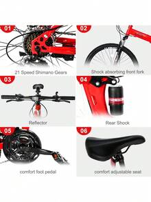 CamPingSurvivals 26in Land Rover  TX30 High Carbon Steel 100kg 21 Speed ​​Red Black Mountain Bike - as Pic - View 5