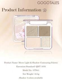 GOGO TALES Meow Light & Shadow 4-Color Contour Palette, Matte Shades For Cheek Contouring, Nose Shadowing And Facial Shading, Creates Highlighting Effect, All-In-One Contour And Highlighter Palette, Suitable For Beginners GOGOTALES - #G01 Warm Palette - View 9