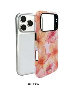 GIIPPA 1pc Warm Pink Gradient Background With Watercolor Hand-Painted Hibiscus Flower Pattern Design, Phone 17 Pro Max Phone Case, Compatible With Phone 16 Pro Max, 15 Pro Max, 14 Pro Max, Korean-Style High-End Fashionable And Interesting Phone Case, Compatible With 11/12/13/14/15/16 Pro Max Plus, Elegant Design Suitable For Both Men And Women, Perfect Gift For Girlfriend! - Pink - View 3