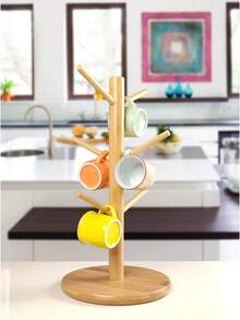 2pcs Durable Bamboo Mug Tree With 6 Hooks – Non-Slip Coffee Mug Holder With Thickened Base - A - View 6